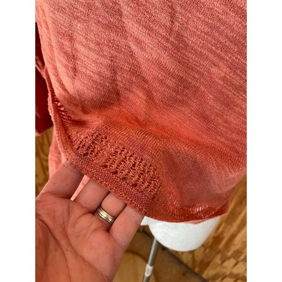 Anthropologie Moth Sweater Pullover Surplice Orange Knit 3/4 Sleeve Hi-Low Sz XS - Picture 5 of 7